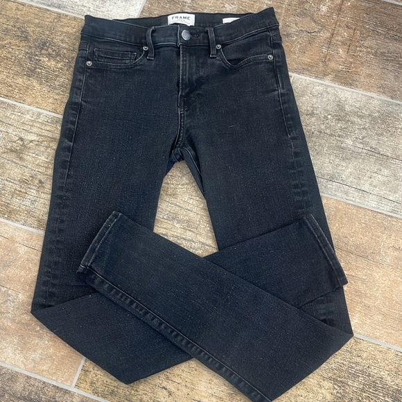 Frame Jagger True Skinny Black Denim Jeans Size 29 - Picture 1 of 9